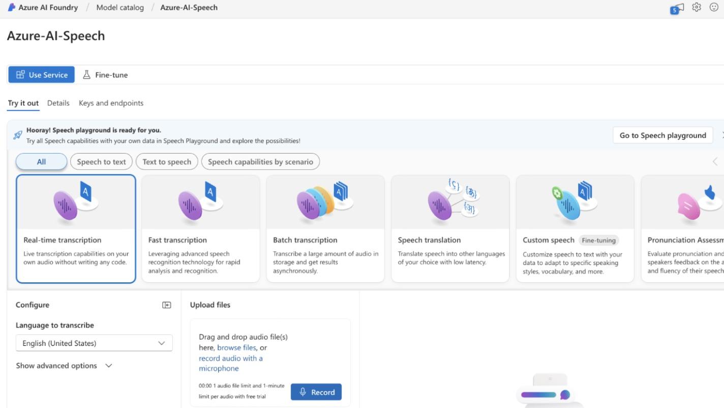 Azure Speech entry