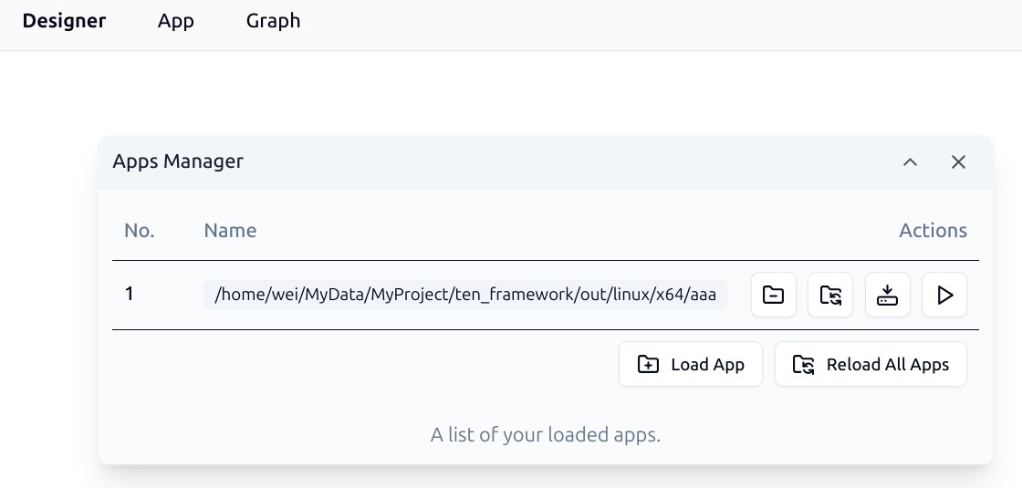 管理已经载入的 TEN app